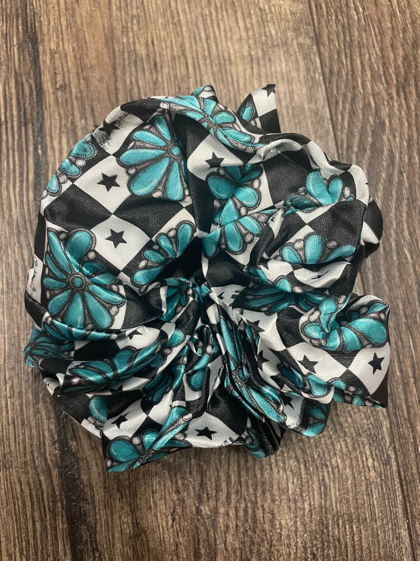 Silk Scrunchie - Checkered Squash