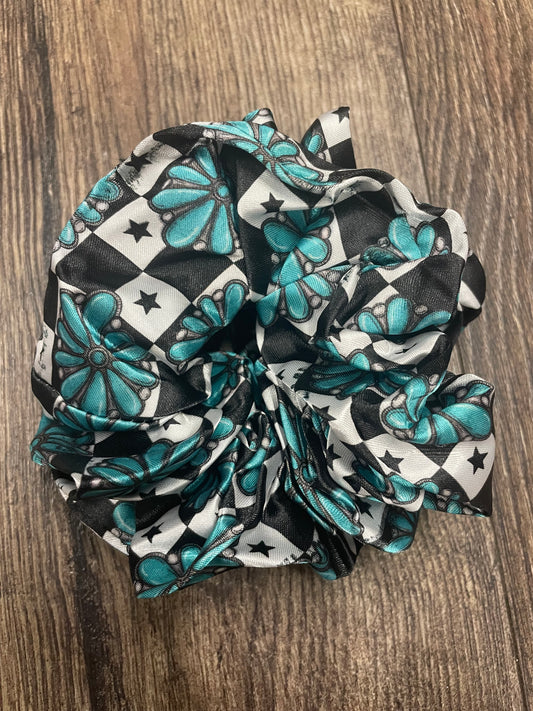 Silk Scrunchie - Checkered Squash