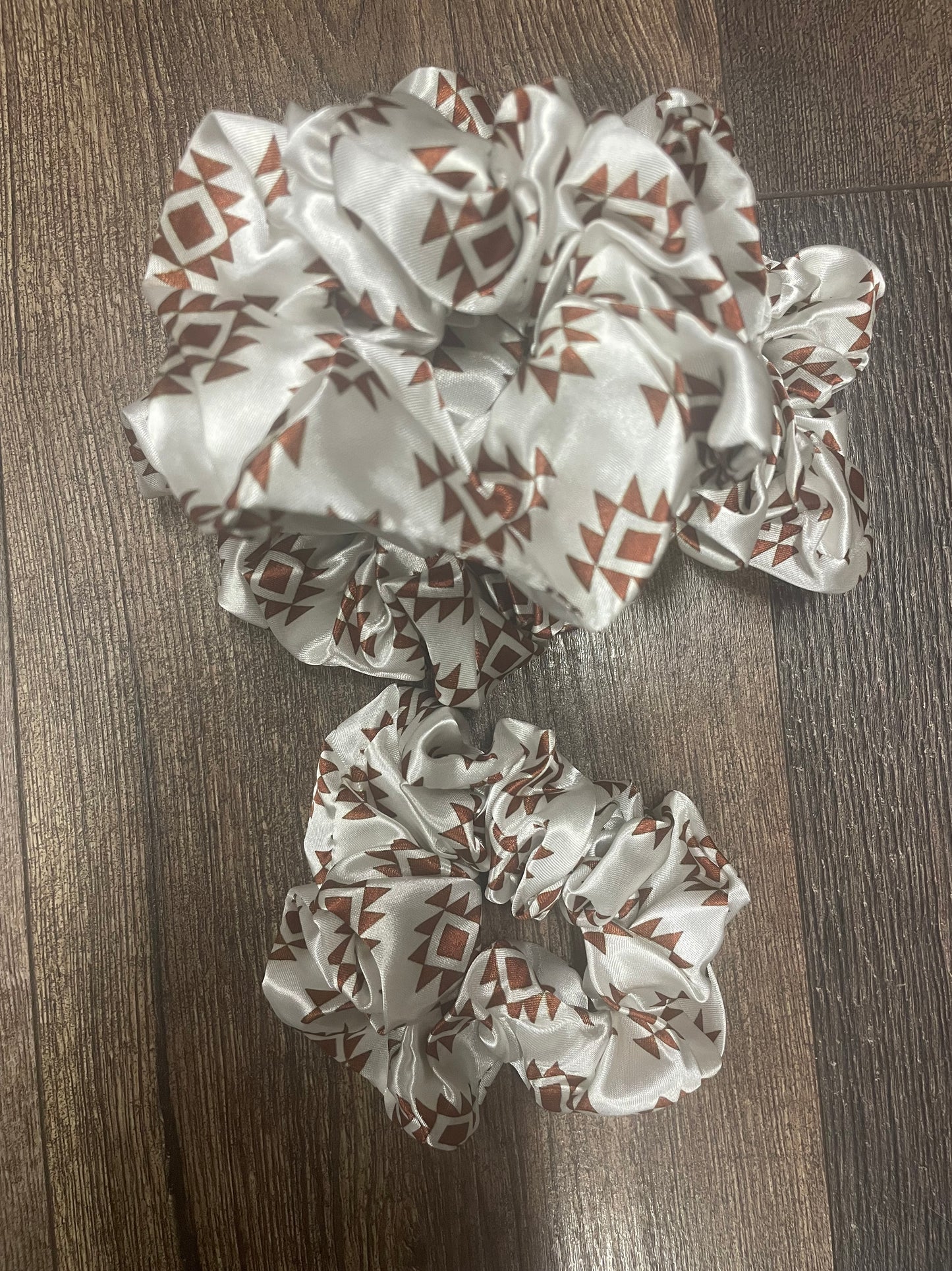 Silk Scrunchie - Rust Aztec